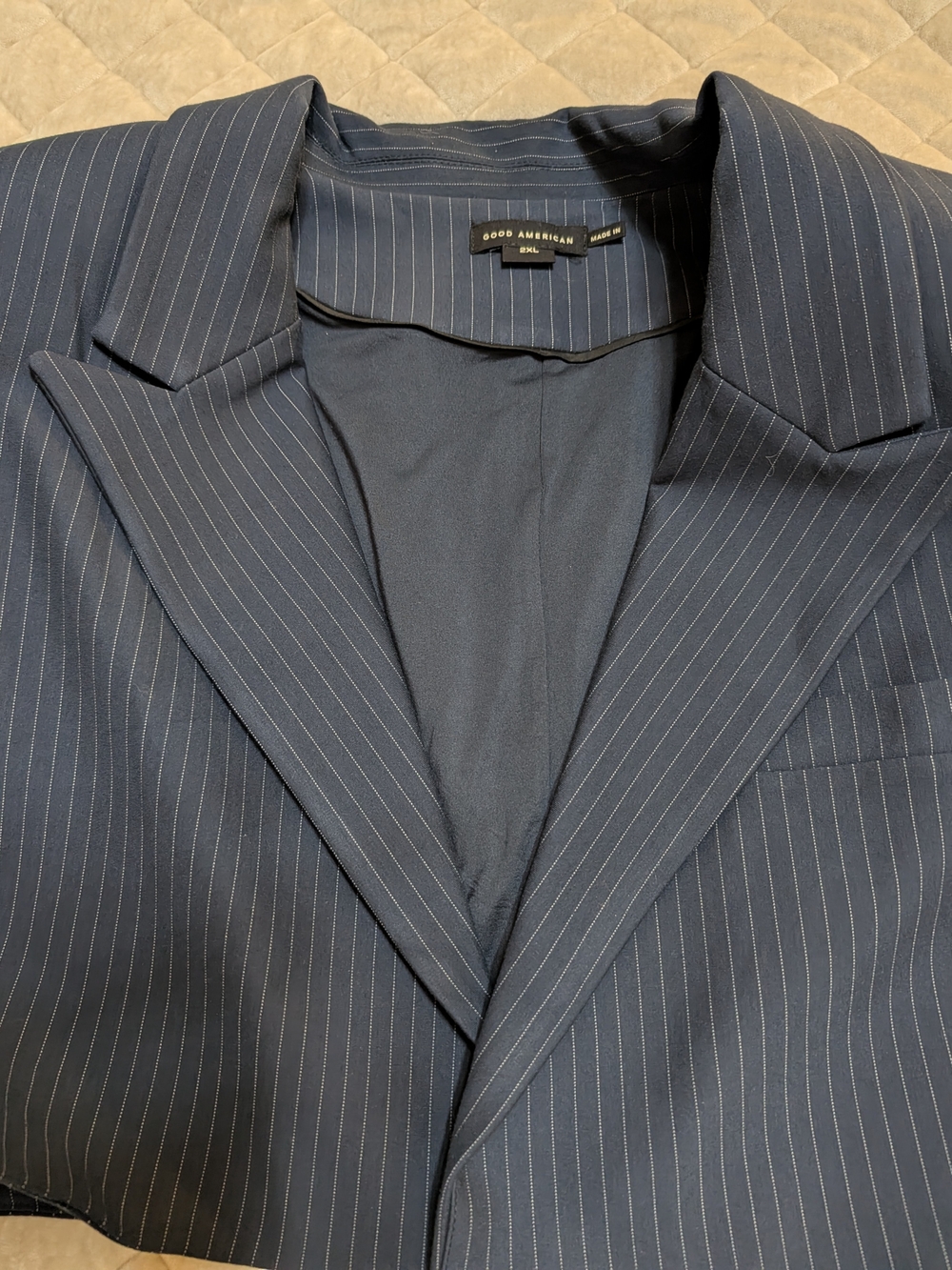 Good American Navy Pinstripe Blazer